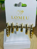 Trio de Brincos Argolas Essencial com Pedras Folheado