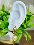 Brinco Pérola Base Vazada Banhado a Ouro 18k