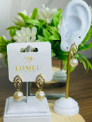 Brinco Pérola Base Vazada Banhado a Ouro 18k