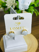 Brinco Pedra Acqua Gliter Banhado a Ouro 18k