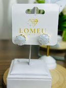 Brinco Pedra Acqua Gliter Banhado a Ouro 18k