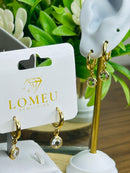 Brinco Argolinha Ponto de Luz Banhado a Ouro 18K