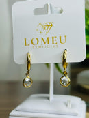 Brinco Argolinha Ponto de Luz Banhado a Ouro 18K