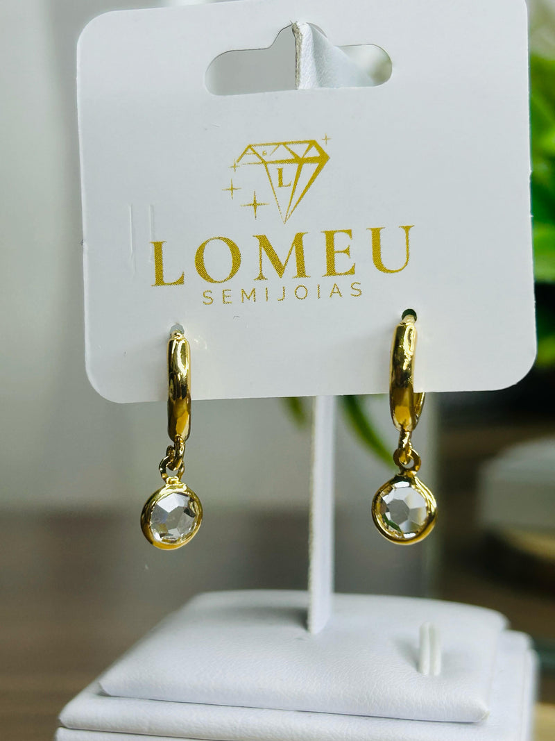 Brinco Argolinha Ponto de Luz Banhado em Ouro 18K
