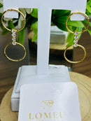 Brinco Duo Arcos com Cristais Banhado a Ouro 18k