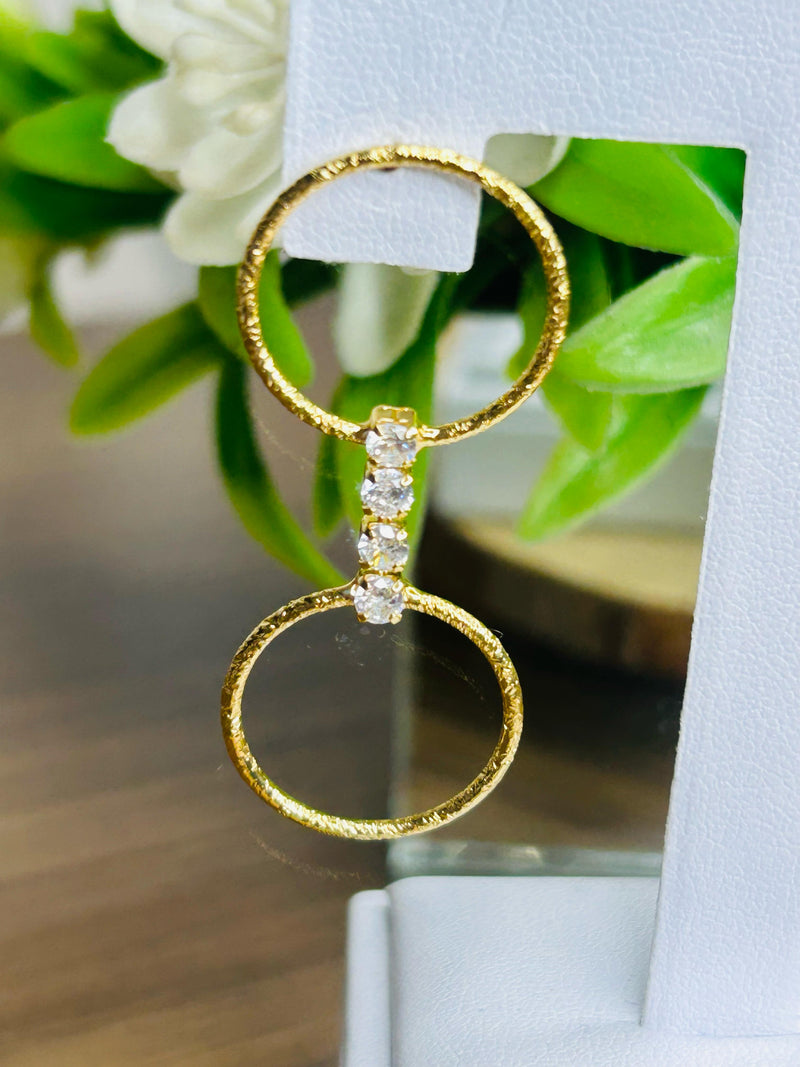 Brinco Duo Arcos com Cristais Banhado em Ouro 18k