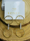 Brinco Duo Arcos com Cristais Banhado a Ouro 18k