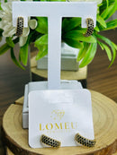 Brinco Argolinha Meia Lua com Zircônia Preto Banhado a Ouro 18k