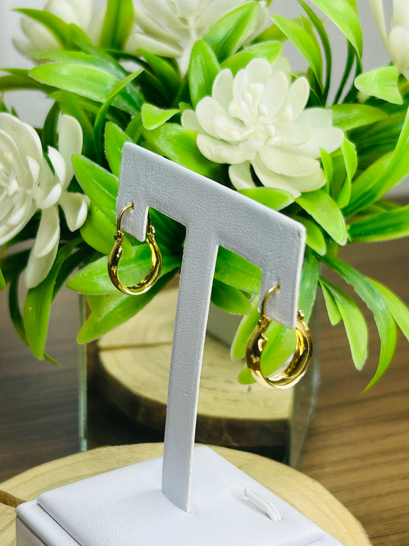 Brinco Argolinha Lisa Oval Banhado em Ouro 18k