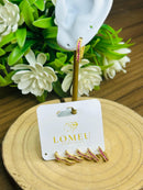 Trio Brincos Argolinha Coração com Zircônia Rosa Banhado em Ouro 18k