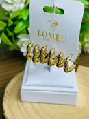 Trio Brincos Argolinha Coração com Zircônia Azul Banhado em Ouro 18k