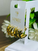 Trio Brincos com Zircônia Verde em V Banhado em Ouro 18k