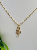 Corrente Pingente Gatinho com Zircônia Banhado a Ouro 18k