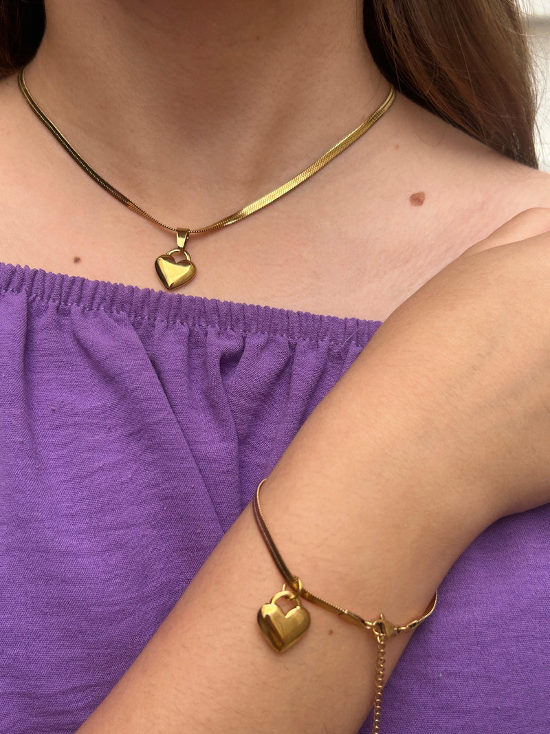 Conjunto Coração Fechado Folheado