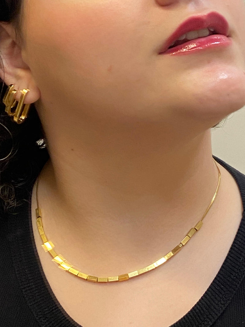 Colar Cubinhos Geométrico Folheado