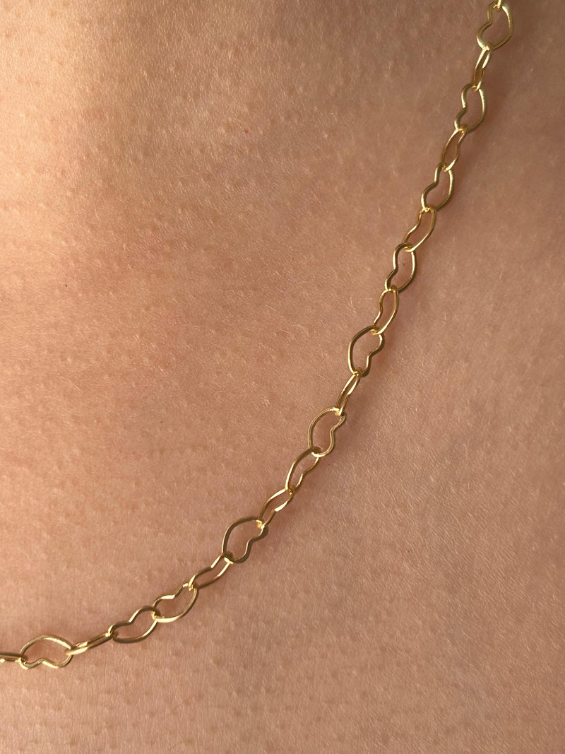 Corrente Romântica Corações Banhada em Ouro 18k