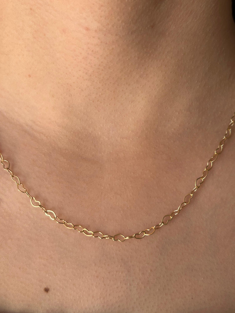 Corrente Romântica Corações Banhada em Ouro 18k