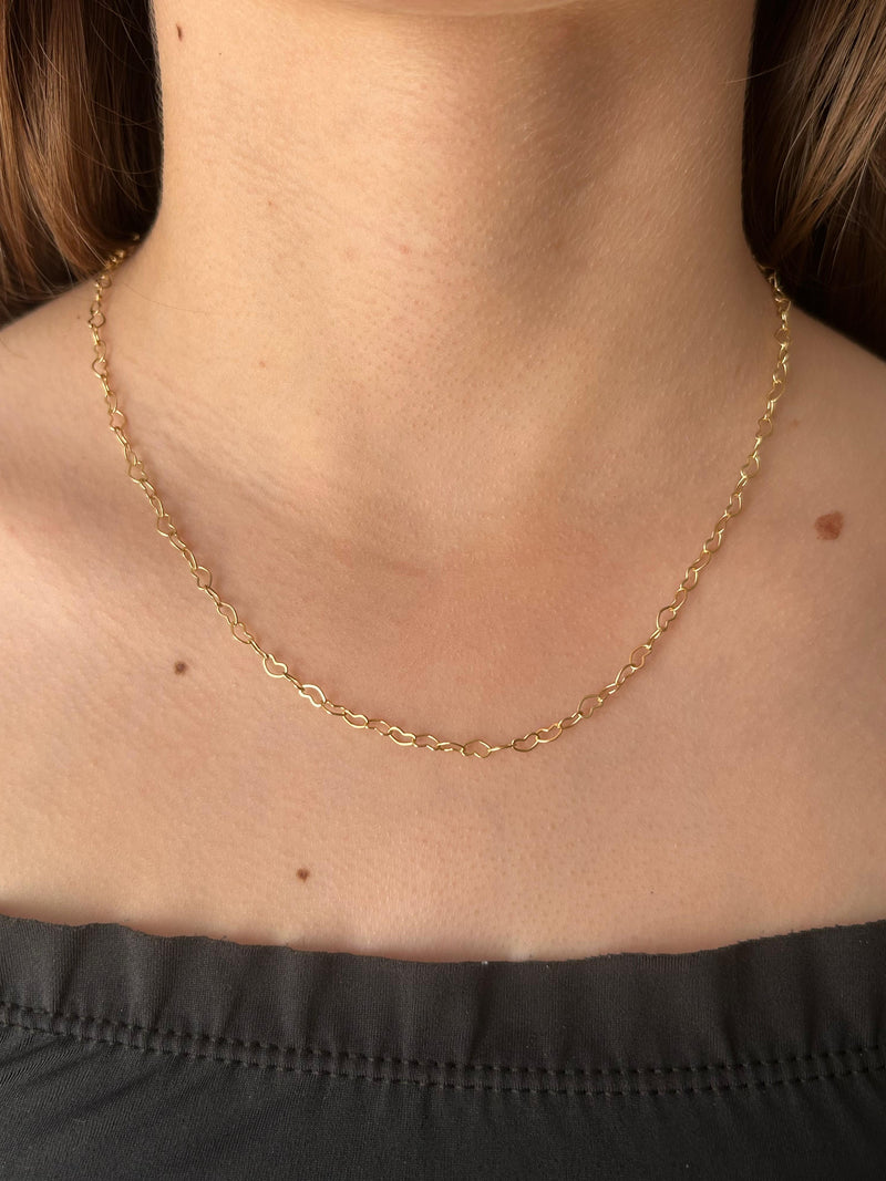 Corrente Romântica Corações Banhada em Ouro 18k