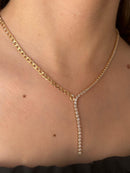 Colar Gravatinha Grume com Zircônia Banhada em Ouro 18k