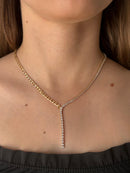 Colar Gravatinha Grume com Zircônia Banhada em Ouro 18k