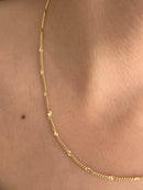 Corrente Grume Batida Diamantada Banhada em Ouro 18k 60 cm