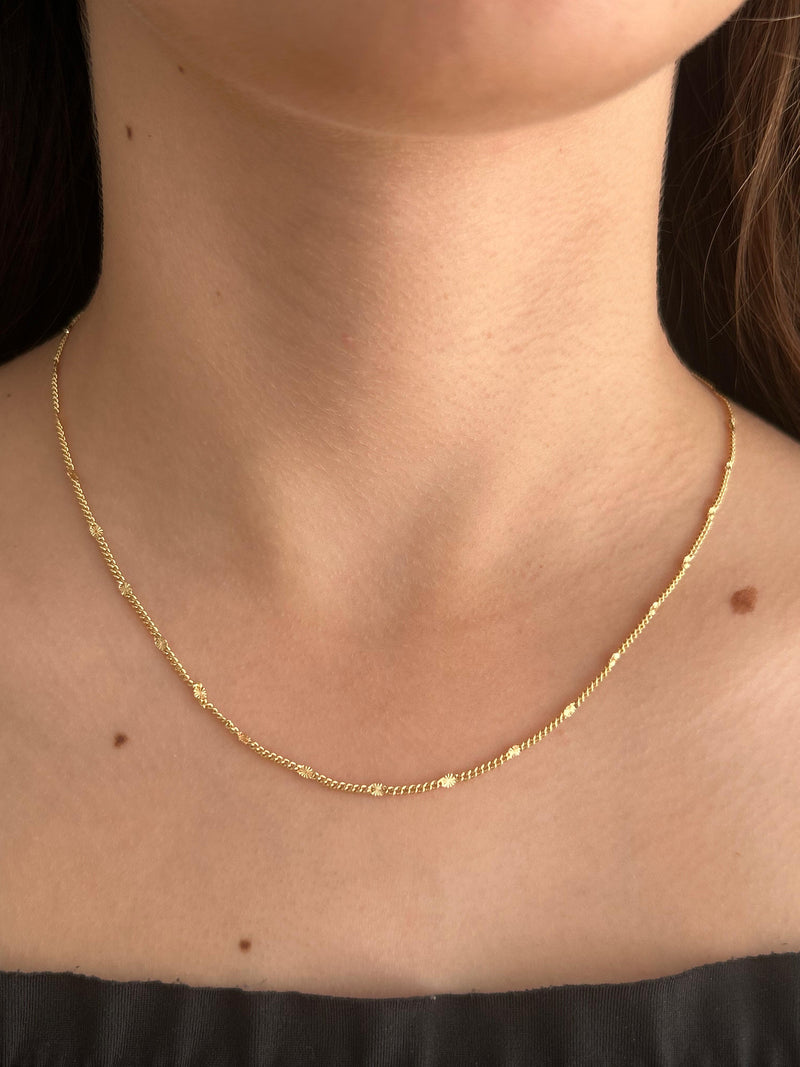 Corrente Grume Batida Diamantada Banhada em Ouro 18k 60 cm