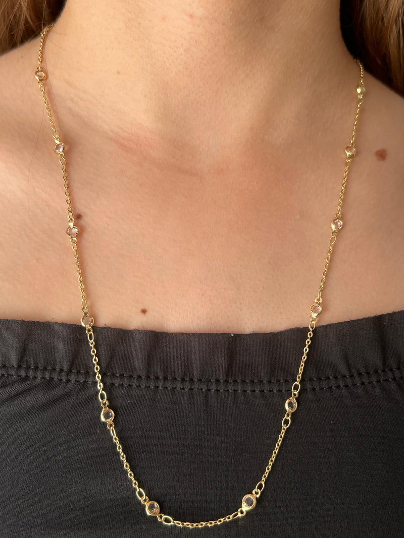 Colar Tiffany com Pedras Banhada em Ouro 18k