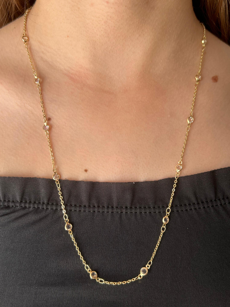 Colar Tiffany com Pedras Banhada em Ouro 18k