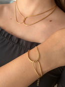 Conjunto Elo Duplo Infinito Banhado em Ouro 18k