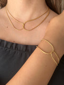 Conjunto Elo Duplo Infinito Banhado em Ouro 18k