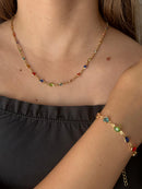 Colar Pedras Color Banhado em Ouro 18k