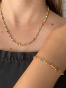 Conjunto Color Singelo Banhado em Ouro 18k