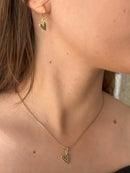 Conjunto Coração Esticadinho Com Zircônia Preto Banhado a Ouro 18K