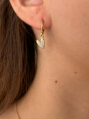 Conjunto Coração Esticadinho Com Cristais Banhado em Ouro 18K