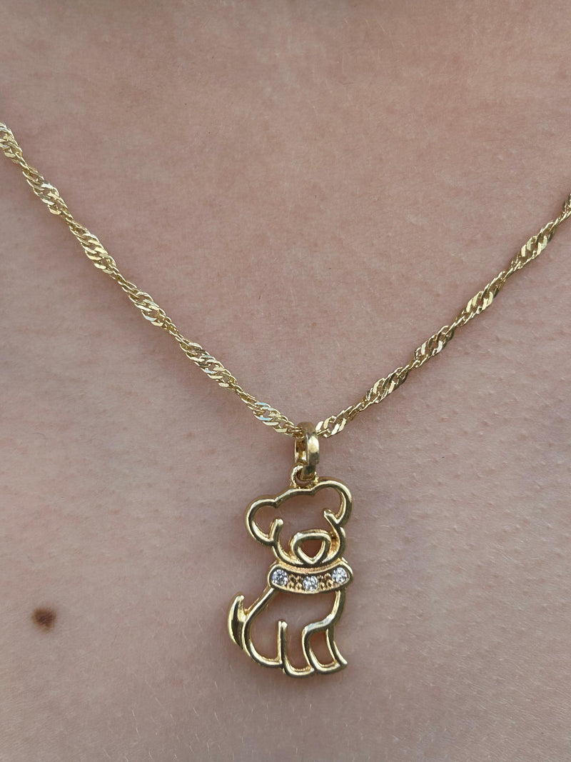 Corrente Pingente Doguinho Banhado a Ouro 18K