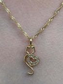 Corrente Pingente Gatinho com Zircônia Banhado a Ouro 18k