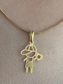 Corrente com Pingente Menino Feliz Banhado a Ouro 18k