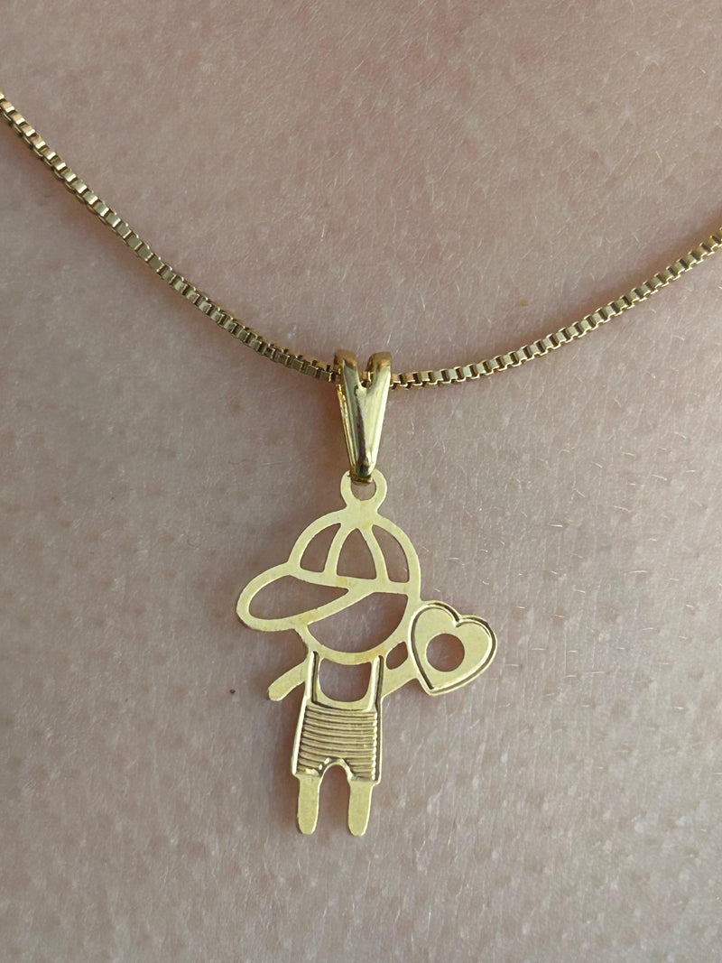 Corrente com Pingente Menino Feliz Banhado a Ouro 18k