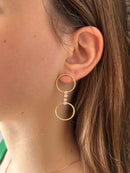 Brinco Duo Arcos com Cristais Banhado a Ouro 18k