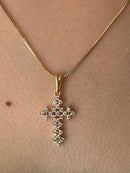 Corrente com Pingente Cruz Cravejado de Pedras Banhado a Ouro 18k