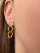 Brinco Pêndulo de Corações Banhado a Ouro 18K