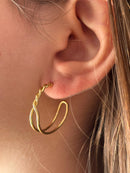 Brinco Argola Trançado Banhado a Ouro 18k