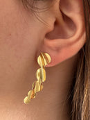 Brinco Orgânico Folhas Redondo Banhado a Ouro 18k