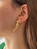 Brinco Orgânico Folhas Redondo Banhado a Ouro 18k