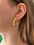 Brinco Argola Meia Lua Liso Banhado a Ouro 18k