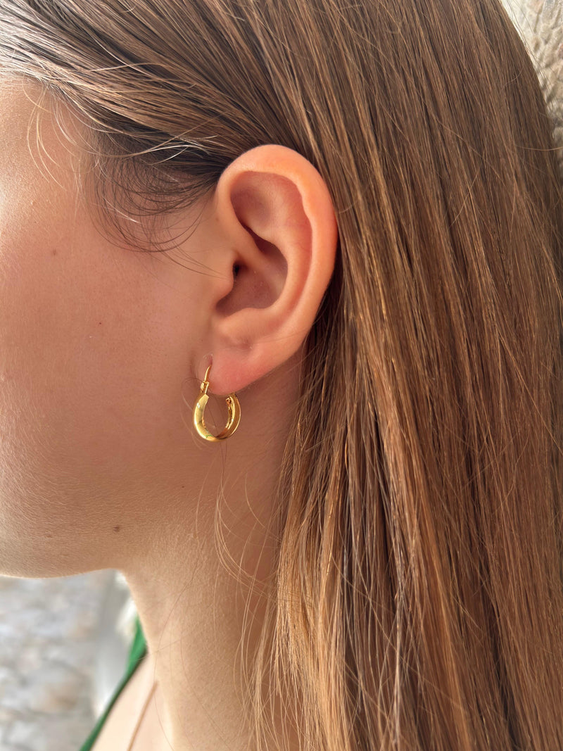 Brinco Argolinha Lisa Oval Banhado a Ouro 18k