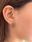 Brinco Argolinha Meia Lua com Zircônia Preto Banhado a Ouro 18k