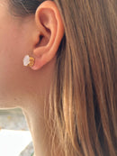 Brinco Pedra Acqua Gliter Banhado a Ouro 18k