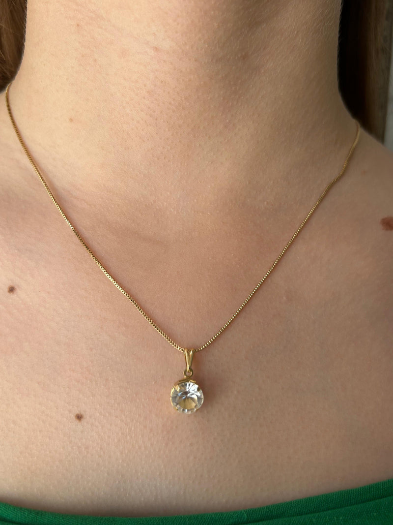 Corrente com Pingente Solitário Banhado a Ouro 18k