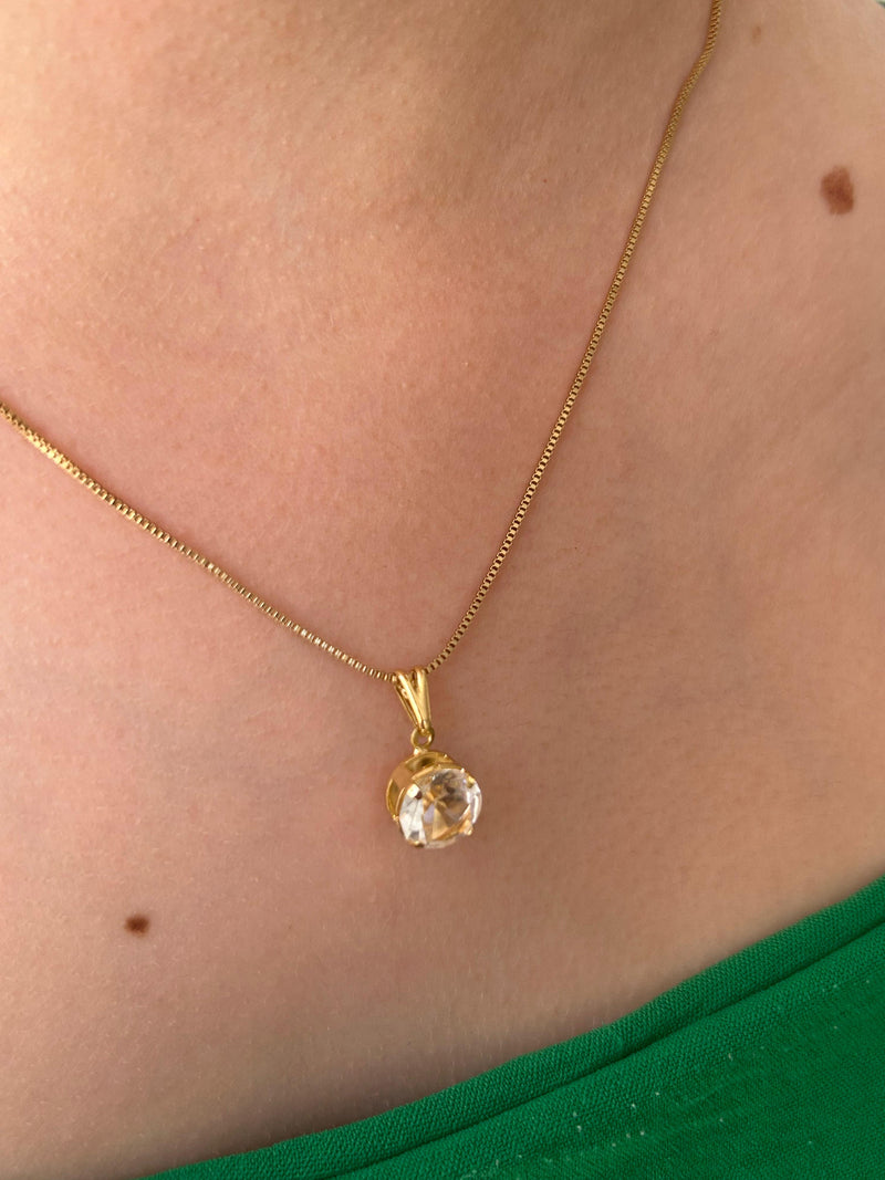 Corrente com Pingente Solitário Banhado a Ouro 18k